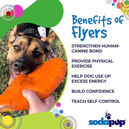 SodaPup Bottle Top Flyer Durable Rubber Retrieving Frisbee - Large - Orange Squeeze. Tough Dog Frisbee and Fetch Toy for Active Dogs.