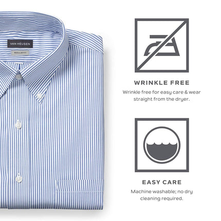 Van Heusen Men's Dress Shirt Regular Fit Pinpoint Solid, White, 17.5" Neck 34"-35" Sleeve