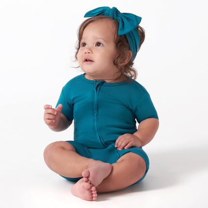 Gerber Pelele de manga corta unisex para bebé extrasuave de viscosa fabricada a partir de eucalipto, verde azulado océano, 6-9 meses