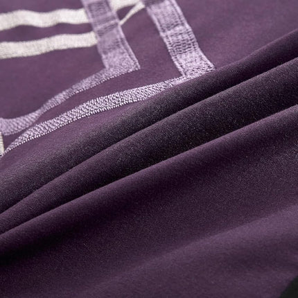 Chezmoi Collection Arden 7-Piece Modern Pleated Stripe Embroidered Zigzag Bedding Comforter Set (Oversized King, Purple/Black/Gray/White)