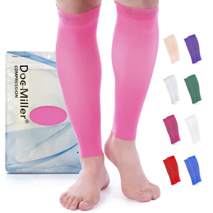 Doc Miller Calf Compression Sleeves for Men & Women, Footless Leg Compression Socks Support for Runners, 15–20mmHg Graduated, Shin Splints, Varicose Veins, Pain Relief & Swelling (1 Pair)