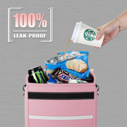 K Knodel Car Trash Can, Waterproof Car Garbage Can, Car Trash Bag with Lid, Leak-Proof Car Trash Bin, Car Trash Hanging (Pink, Medium) (LJT-073)