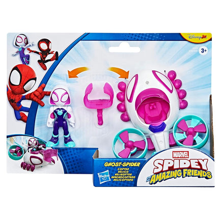 Marvel Spidey and His Amazing Friends Ghost-Spider Copter Toy Vehicle with 7.6-cm (3 inch) Action Figure & Accessory, Super Hero Toys, Children Ages 3+, Purple