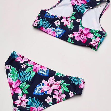 Kanu Surf Traje de baño de dos piezas tipo bikini deportivo de playa Addie UPF 50+ para niñas, color azul marino Peggy, talla 12