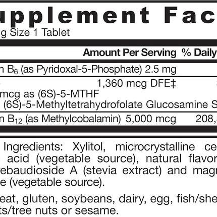 Jarrow Formulas Methyl B-12 & Methylfolate + P5P (B6) Lozenges, Cherry, 60 Count