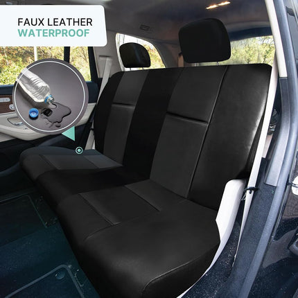 FH Group PU001BLACK114 Universal Fit Black Automotive Seat Covers fits most Cars, SUVs, and Trucks (Faux Leather, Full Set with 4 Headrest Covers)