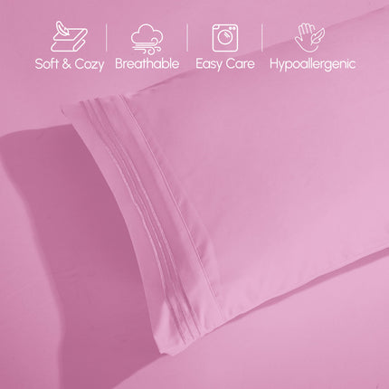 Elegant Comfort Luxurious 1500 Premium Hotel Quality Microfiber 4-Piece Sheet Set, 18-24 Inches Deep - Extra Deep Pocket Sheets - Ultra Soft 4PC Deep Pocket Sheets, King, Light Pink