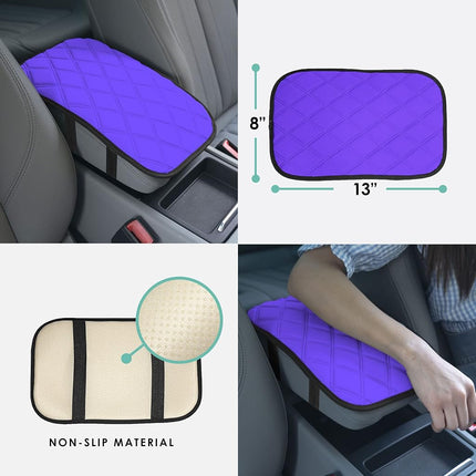 FH GROUP FH1053PURPLEDM-AVC Coussin de console centrale en néosupreme à motif diamant, résistant à l'eau, protège-boîte de siège noir, compatible avec la plupart des voitures, VUS et camions