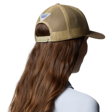 Columbia Unisex's PFG Logo Mesh Snap Back Cap, Beach/Bass, One Size