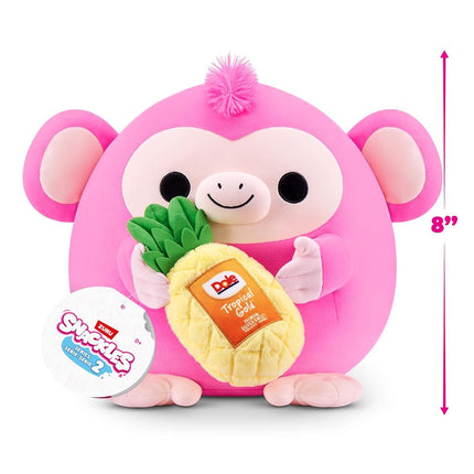 Snackles Series 2 Wave 2, Snack Swap, Monkey, 20 cm by ZURU Cuddly Squishy Comfort Plush with License Snack Brand Accessory (Monkey, Dole Pineapple)