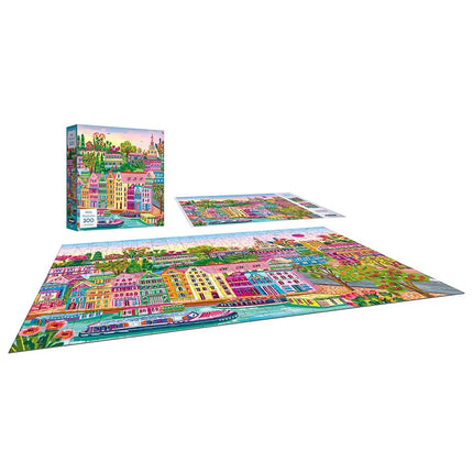 RoseArt - Millie Illustrates - Amsterdam 300 Piece Jigsaw Puzzle – Vibrant Cityscape Artwork, Fun & Challenging Puzzle for Adults