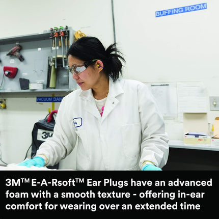 3M Ear Plugs, 200/Box, E-A-Rsoft Superfit 311-4109, Metal Detectable Cord, Disposable, Foam, NRR 32, Drilling, Grinding, Machining, Sawing, Sanding, Welding, 1/Poly Bag