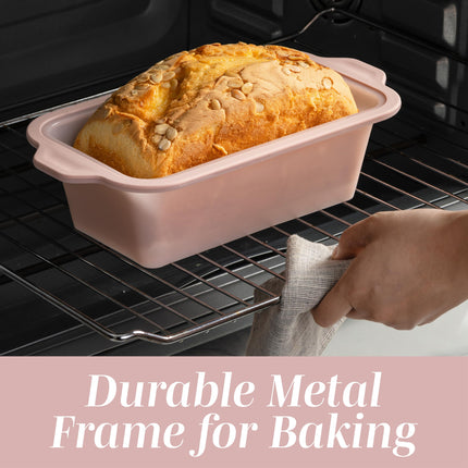 Cook with Color 17 Pc. Silicone Baking Pan Set - Non-Stick & Easy Clean Silicone Muffin Pans for Baking with Sturdy Metal Frame for Stability, Flexible Cake Molds, Includes Measuring Cups and Spoons