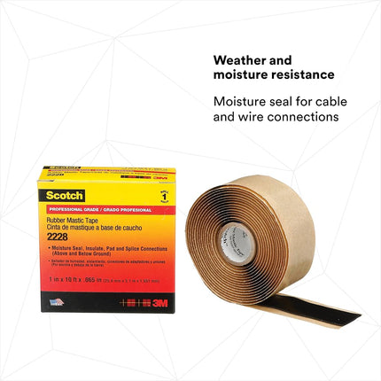 Scotch Rubber Mastic Electrical Tape, 1-Inch by 10-Foot by .065-Inch