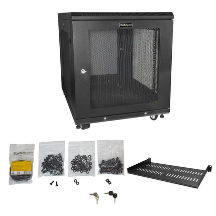 StarTech 12U 19in Enclosed 4-Post Server Cabinet, 29in Deep, 450kg/992lb