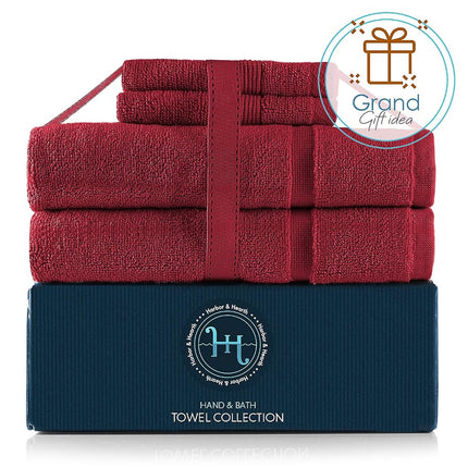 Hearth & Harbor 100% Ring Spun Cotton Bath Mat Towels - Luxury Towels - Ultra Soft & Highly Absorbent, Bathroom Towels, Floor Mat - Red