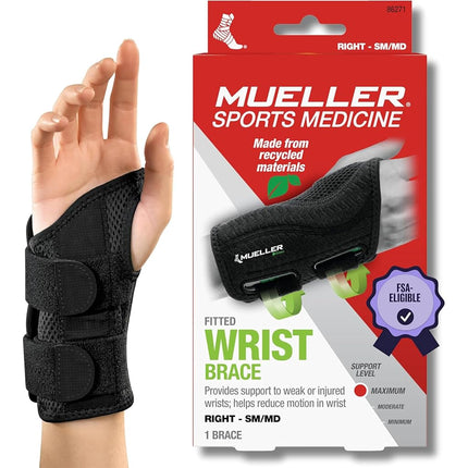 Mueller Sports Medicine Green Line Fitted Wrist Brace, Black