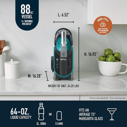 Ninja FS301 Professional Maker with RapidChill Technology, 88 oz Drink & Slushie Machine, 5 Preset Programs, Frozen Margaritas, Frappés, and More, Premium Accents, Black