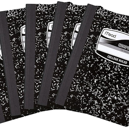 Mead Composition Notebook, College Ruled, 100 Sheets, 5 Pack (72930)