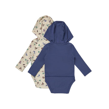 Hanes baby-girls Pure Comfort Long Sleeve Hoodie Bodysuits, Infant Bodysuits, Unisex, 3-pack, Beige/Rust, 18 MONTHS