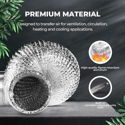 Simple Deluxe 14 Inch 25 Feet Ducting, Non-Insulated Flex Air Aluminum Foil Duct for Dryer Vent Hose, Heating, Cooling, Ventilation, Exhaust, 2 Clamps Included, Silver