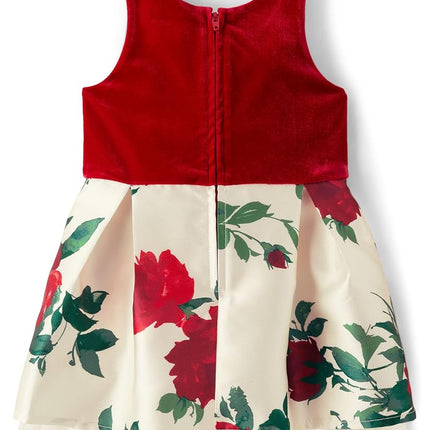 The Children's Place Robes habillées sans manches pour bébés filles et tout-petits, motif floral rouge et blanc, 2T