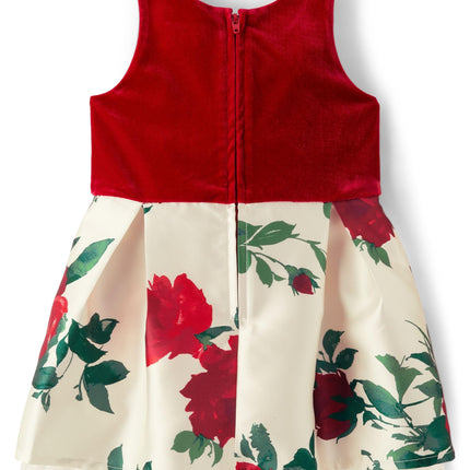 The Children's Place Baby Girls' and Toddler Sleeveless Dressy Dresses, Red White Floral, 5T
