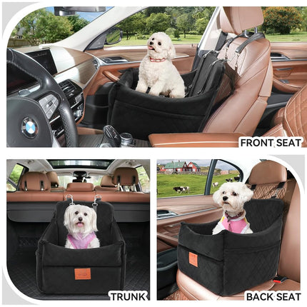 GL GLENSLAVE Siège Auto pour Chien pour Petits/Moyens Chiens, Siège Auto pour Chien avec Rembourrage Épais pour Moins de 16 kg, Siège Auto Amovible et Lavable pour Animaux de Compagnie (Noir)