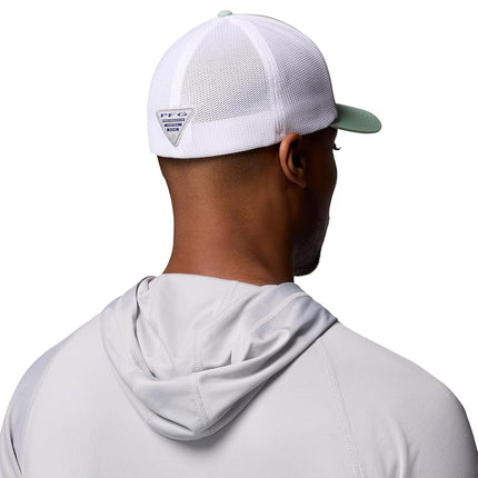 Casquette de baseball en maille PFG Columbia Sportswear, Jade brumeux/Blanc/Crochet, XXL