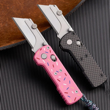 OKNIFE Otacle U1 Folding Pocket Utility Knife, Quick Change Box Cutter with Rail Lock, EDC Razor Knife with Pocket Clip for Office, Factory (Stars&Stripes)