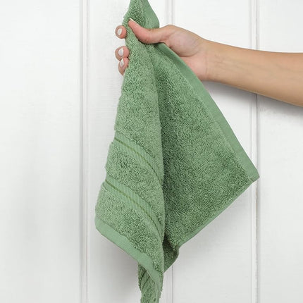 American Soft Linen Luxury Washcloths for Bathroom, 600 GSM 100% Cotton 4 Piece Turkish Wash Cloth Set, 13x13 in Soft Rags for Body and Face, Sage Green Washcloths