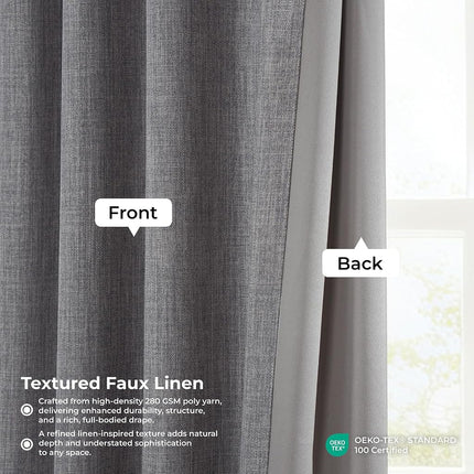 HPD Half Price Drapes Cortinas de oscurecimiento de lino sintético texturizado para dormitorio de 108 pulgadas de largo (1 panel), cortinas de 50 W x 108 L para la decoración del hogar en sala de estar, gris blazer