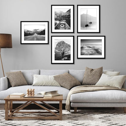 Americanflat 16x20 Picture Frame Set of 5 in Black - Use as 12x16 Picture Frame with Mat or 16x20 Frame Without Mat - Picture Frames Collage Wall Decor with Plexiglass Cover - Gallery Wall Frame Set