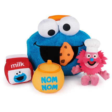 GUND Sesame Street Official Cookie Monster & Gonger Playset, Premium Plush Sensory Toys Playset for Ages 1 & Up, Blue, 8”