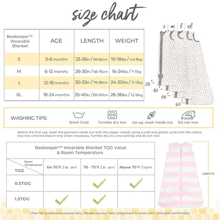 Burt's Bees Baby - Beekeeper Wearable Blanket, 100% Organic Cotton, Swaddle Transition Sleeping Bag - - Large