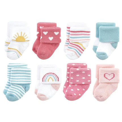 Calcetines de felpa y algodón para bebé niña Hudson Baby, Rainbow Moderno, 0-6 meses