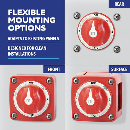 Blue Sea Systems 6007 m-Series Battery Switch Selector 4 Position, Red
