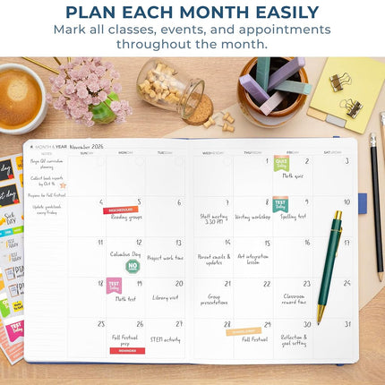 Clever Fox Teacher Planner, School & Homeschool Book, A4 Size Mystic Blue