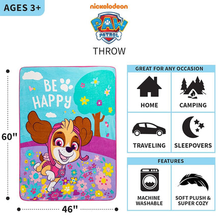 Manta de microfibra ultrasuave para niños Franco, 117 cm x 152 cm, La Patrulla Canina Skye Niñas