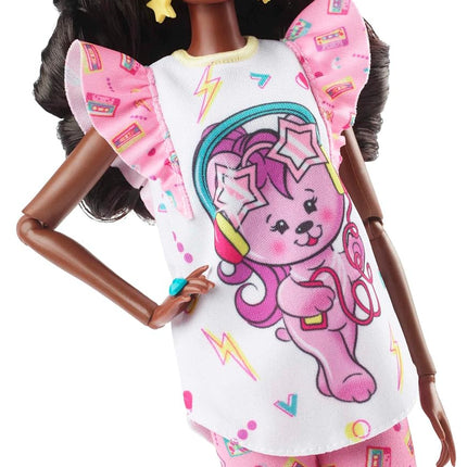 Barbie Doll, Curly Black Hair, 80s-Inspired Slumber Party, Barbie Rewind Series, Nostalgic Collectibles and Gifts, Clothes and Accessories, HJX19