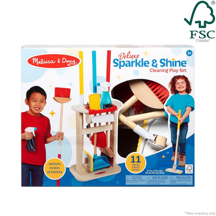Melissa & Doug Deluxe Sparkle & Shine Cleaning Play Set (11 Pieces) Cleaning Toys for Toddlers and Kids - FSC Certified - FSC Certified