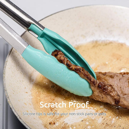 U-Taste 315℃ Heat Resistant Silicone Kitchen Tong 7/9/12in (Teal)