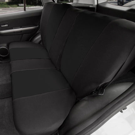 FH GROUP Back Seat Cloth Car Seat Cover - Universal Fit Rear Seat Covers for Cars with Rear Split Bench, Car Interior Accessories for SUV, Sedan, Van, Black