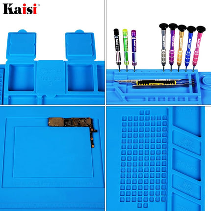 Kaisi Heat Insulation Silicone Repair Mat with Scale Ruler and Screw Position for Soldering Iron, Phone and Computer Repair Size:17.7 x 11.8 Inches