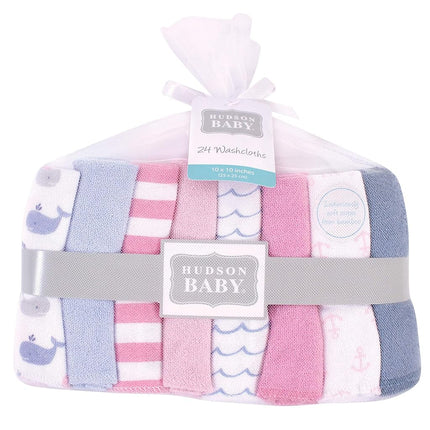 Hudson Baby Unisex Baby Rayon from Bamboo Washcloth Bundle, Pink Whale, One Size