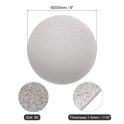uxcell Diamond Sanding Grinding Disc, 8-Inch (200mm) Grit 80 No Center Hole, Flat Lap Disk Polishing Discs Abrasive Wheel for Gemstone Tile Porcelain Glass Stone Metal
