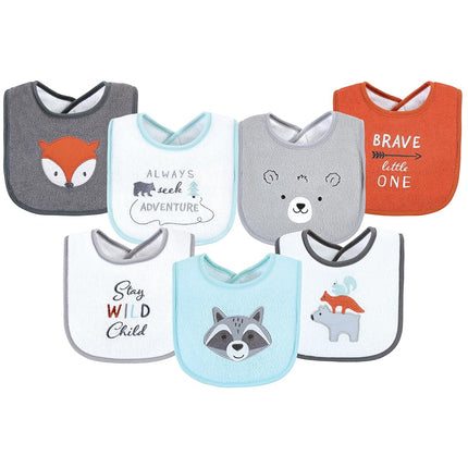 Hudson Baby Unisex Baby Cotton Terry Drooler Bibs with Fiber Filling, Boy Holiday, One Size