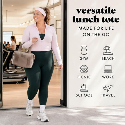 Bolsa de almuerzo de neopreno Fit & Fresh para mujer, bolsa de almuerzo aislada para mujer para el trabajo, lonchera grande resistente a desgarros y manchas para mujer con recipientes y hielo, bolsa de almuerzo Remi lavable a máquina, Taupe