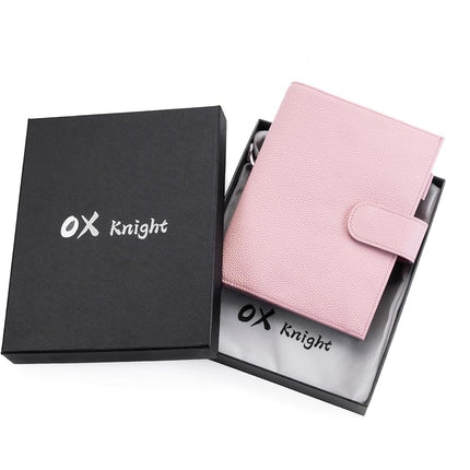 Ox Knight B6 Leather Planner Cover for Stalogy, Midori, Leuchtturm1917, and More - with Pen Loop, Card Slots, Back Pocket, and Bookmarks (Pink)