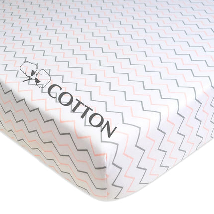 American Baby Company Printed 100% Cotton Jersey Knit Fitted Crib Sheet for Standard Crib and Toddler Mattresses, Pink Zigzag, for Girls
